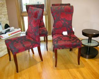 $95 - 4 fabric side chairs, Rose pattern