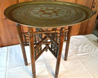 Vintage MoroccanStyle BrassTopped Table