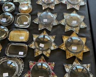 ANTIQUE VICTORIAN 7 POINT STAR GOOFUS GLASS PAPER WEIGHTS