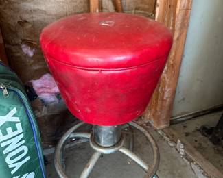 Red Leather Stool 