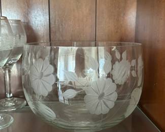 Flower Cut Glass Bowl 