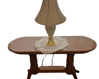 Library Sofa Side Table Oak Finish with Lamp