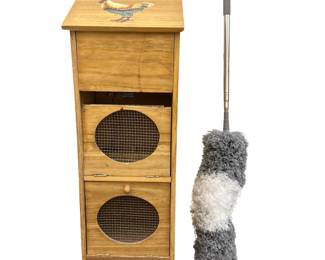 Solid Wood Potato Onion Bin Rooster Design & Duster