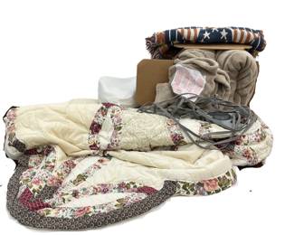 Blanket Bedding Lot Quilted Woven Sunbeam Heating Blanket Knee Pillow