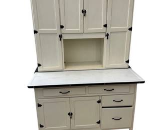 Hoosier Cabinet White Paint Enameled Surface Removable Upper