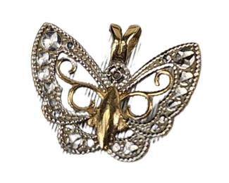 Butterfly Shape JCM 10K Solid Gold Ornate Pendant ~.5 gram