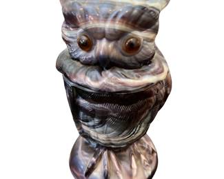 Vintage Imperial Slag Glass Owl 2 Piece IG Signed