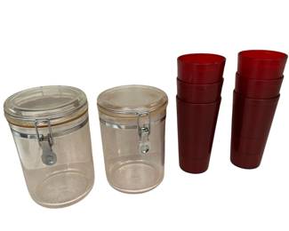 Carlisle Red Tumblers Pizza Hut Style & Canisters