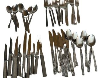 Vintage Interpur Stainless Steel Flatware & Steak Knives Mid-Century Modern MCM