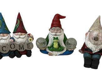 Gazing Ball Gnomes Yard Garden Figures Statues Solar