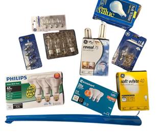 Lot Fluorescent & Incandescent Light Bulbs Long Shoe Horn