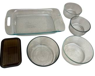 Pyrex Glass Baking Pan Bowls Covered Amber Dish