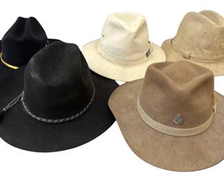 Mens Wide-Brimmed Hats Panama Jack Felt Bands LOT