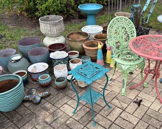 Iron patio furniture 
More pots and planters 