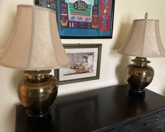 Asian style Brass finished table lamps