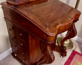 Victorian Davenport/Ships Captain Walnut Burl wood Desk