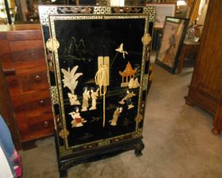 Classic French/Oriental soap stone inlaid cabinet