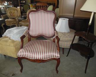 Ethan Allen French Chair. Very unique kidney shaped, two tier, floor lamp.