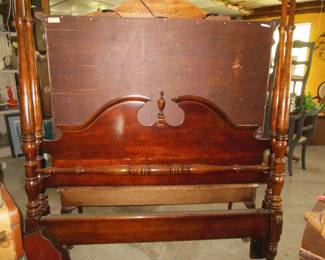 Queen 4 poster mahogany bed with rails