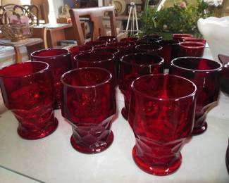 Lots of ruby red glass