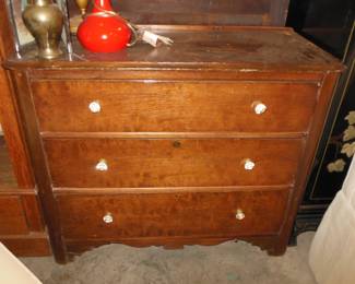 Antique, solid wood, mahogany 3 drawer chest