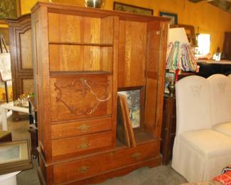 Gorgeous oak cabinet with fall front secretary with key