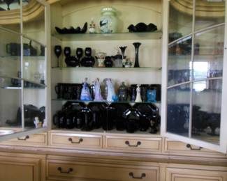 Many wonderful pieces of black Arcoroc serving pieces and dishes