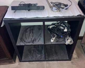 4 Cube Storage Organizer, Dell monitor mounted speaker, random cable and stuff 