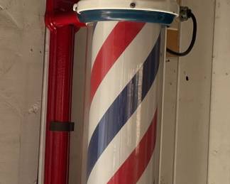 Vtg. Porcelain Over Cast Iron Wall Mount Barber Pole