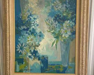 Blue Floral Oil Painting By David Edwards