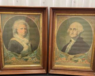1880 George Martha Washington H. Hallett Co. Chromolithograph Prints