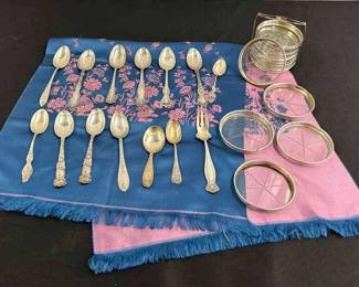Vintage Sterling Silver Flatware And Coasters