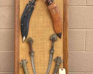 Eclectic Framed Vintage And Antique Knives