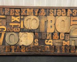 Large Letterpress Printer Wood Type Mixed Pieces