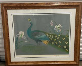 Beautiful Numbered And Signed Peacock Lithograph