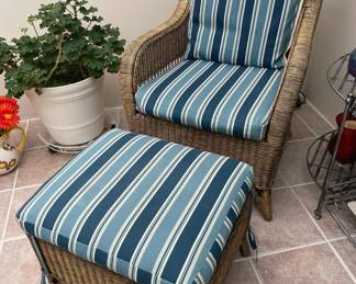 Matching Brown Wicker Chair, Ottoman and Sofa