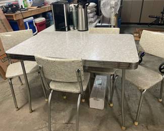 1950's Chrome & Cream Speckled Formica Table with 4 Chairs