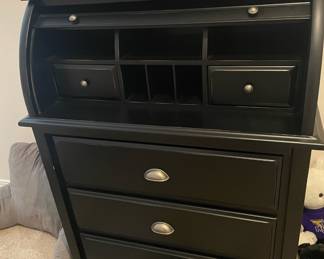 Pottery Barn Black Roll Top Desk & Dresser