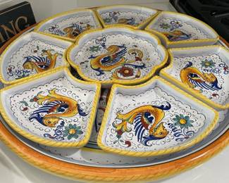 Deruta Raffaellesco "Mythical Sea Dragon Pattern" Appetizer Tray - Made in Italy