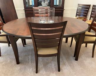 Oval Solid Wood Dining Table with 6 Dining Chairs