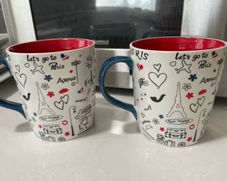 Pair of Paris Themed Coffee Mugs
