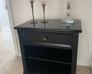 Black Two Tier Side Table with Drawer