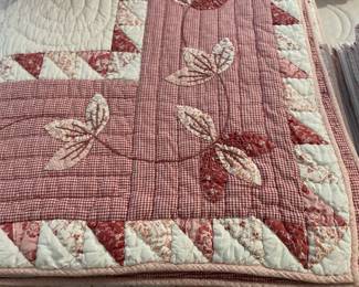 Red, Pink & White Floral Patchwork Quilt