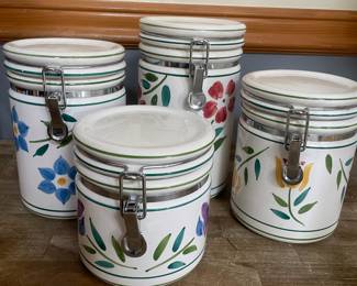 Set of 4 Certified International Floral Design Canisters