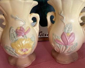 Pair of Hull Pottery Magnolia Bud Vases