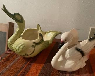 Hull Whimsical Large Swan Planter - #69, 1940's Ceramic Swan Planter