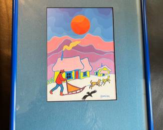 Framed & Matted Colorful Painting Print by Ted Harrison