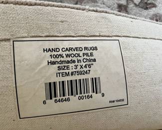 100% Wool Pil Hand Carved Rug - 3' x 4'6'