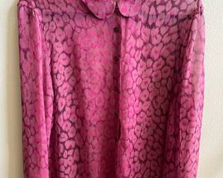 Equipment Femme 100% Silk Wine Luxe Leopard Print Blouse