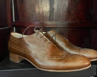 Cognac Brown Leather Oxford Shoes